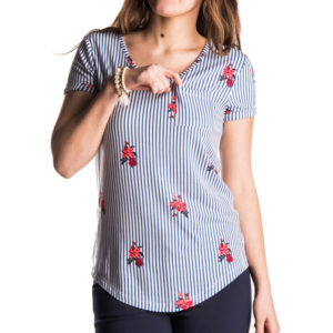 Floral Stripe T-shirt For Women